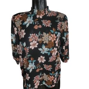 Only Floral Print Cropped Sleeve Blouse Size S